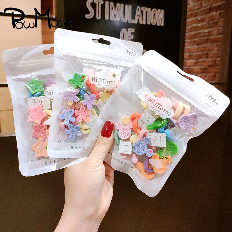 

Powmuco 7 Pair Cute Cartoon Pattern Elastic Hairband Infant Soft Traceless Seamless Link Rope Baby Headwear Party Decoration