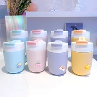 360480ml kawaii thermal cup for coffee beer tea cute insulated stainless steel mugs portable water bottle with straw sticker