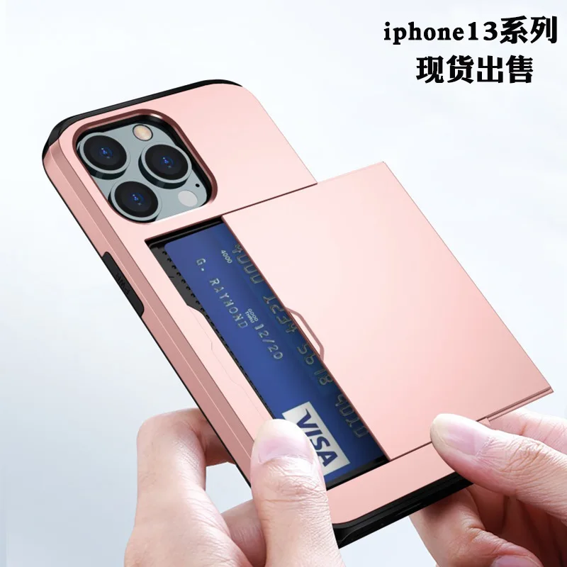 

Suitable for Iphone13 Shell Apple 12 Slide Card 2 In 1 Anti Fall 11Pro Wallet Cover XR Iphone 7 8 Plus Case Phone Cases