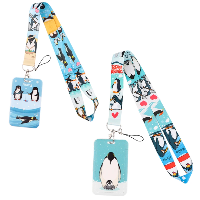 

LX768 1PC New Hot Sale Penguin Keychains Accessory Mobile Phone USB ID Badge Holder Keys Strap Tag Neck Lanyard For Girls Cute