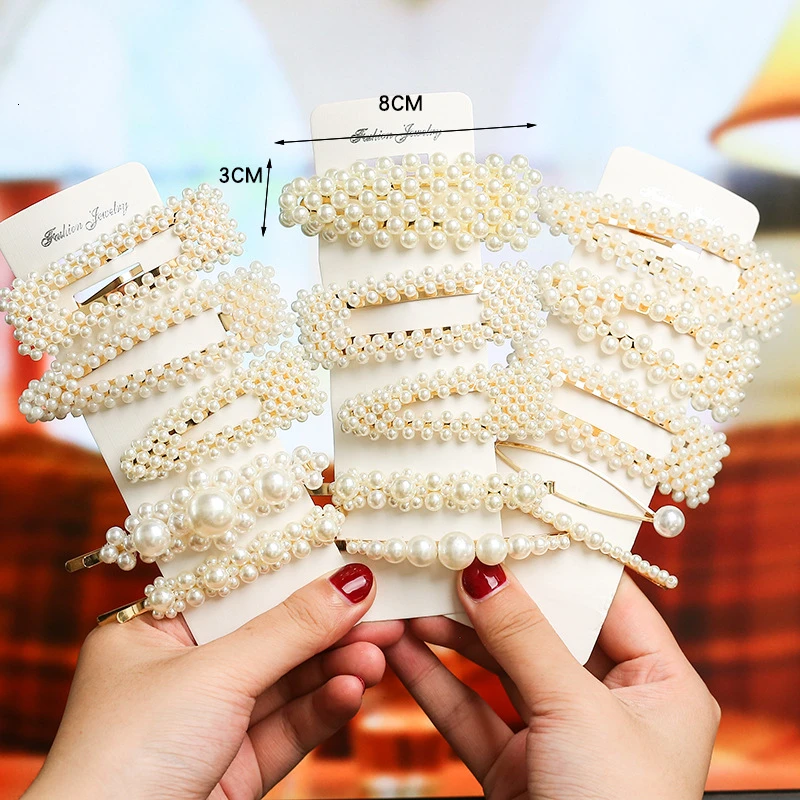 Woman Hairpins Sweet Girl Pearls Hair Holder Bobby Clip Jewelry New Crystal Barrttes Headwear Female Accessories |