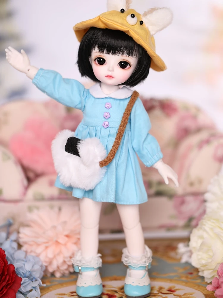 1/3 1/4 1/6 BJD Doll BJD/SD Fashion Blue Dress Clothes For Baby Girl Include Hat +Clothes+Bag | Игрушки и хобби