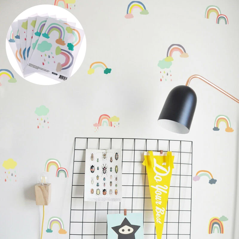 Обои наклейки на стену ПВХ Мультяшные радужные фотообои 24 шт. украшение детской
