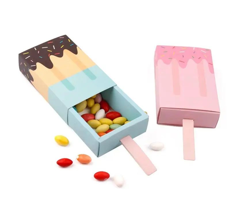 

Gifts Boxes Originality Cartoon Popsicle Shape Candy Fold Paper Quality Packing Case Ice Cream Lovely Drawer Gift Wholesale
