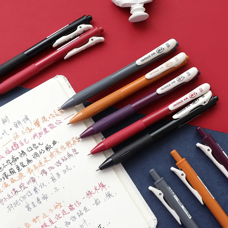5 шт. Ретро Цвет гелевая ручка Быстросохнущий большой емкости Пресс подпись