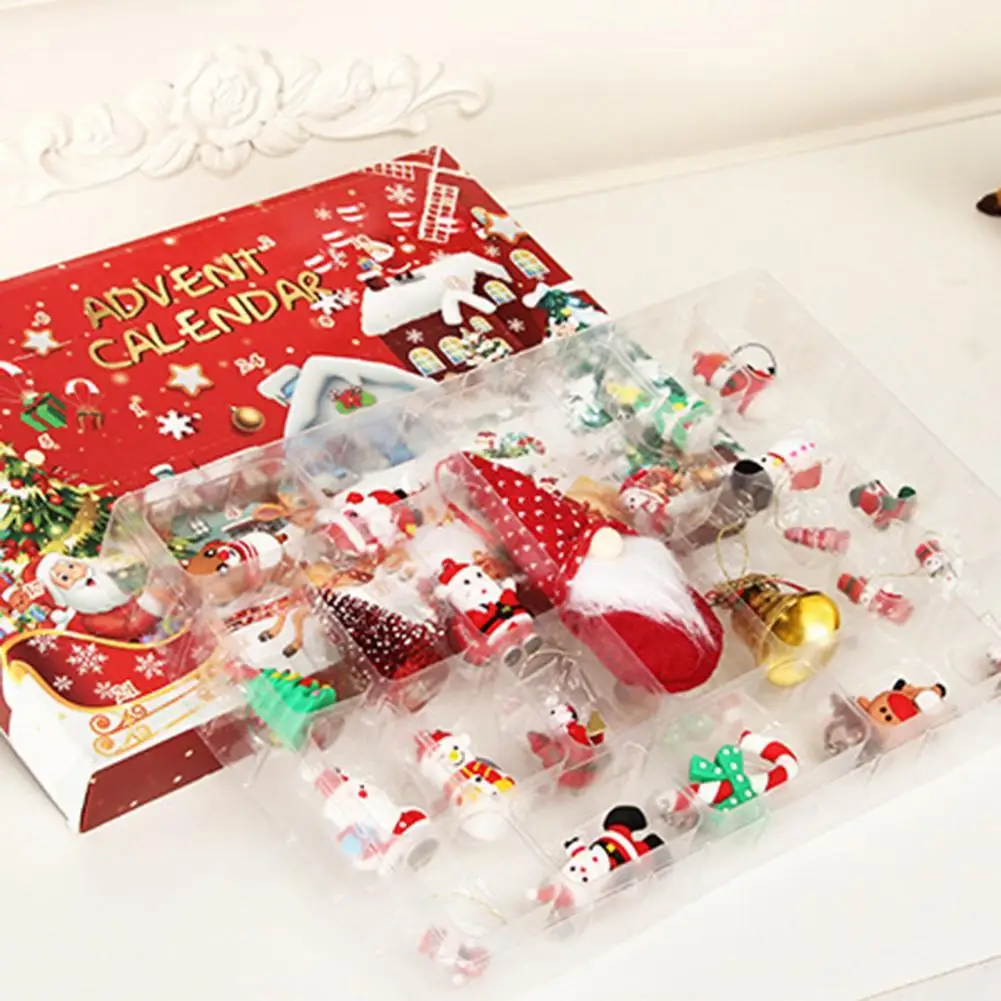 

24Pcs/Set Fashion Keychain Calendar Lovely Lightweight Christmas Fidget Keychain for Kids Christmas Advent Keychain