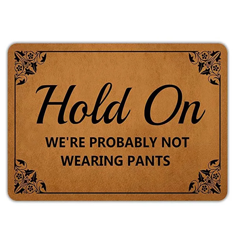 

Front Door Mat Entrance Floor Mat Hold On We're Probably Not Wearing Pants Funny Doormat Decorative Indoor Outdoor Doormat