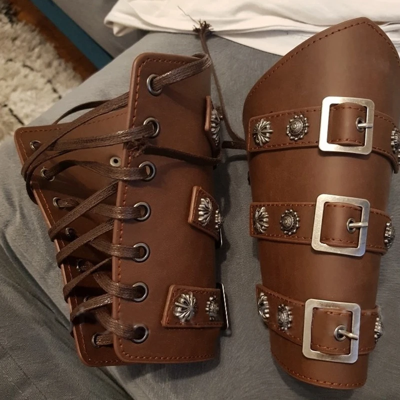 2 шт. средневековый Косплей из искусственной кожи Броня нарукавник На Шнуровке