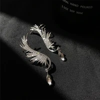 fyuan fashion full rhinestone wing clip drop earrings bijoux shiny water drop crystal dangle earrings for women jewelry gifts