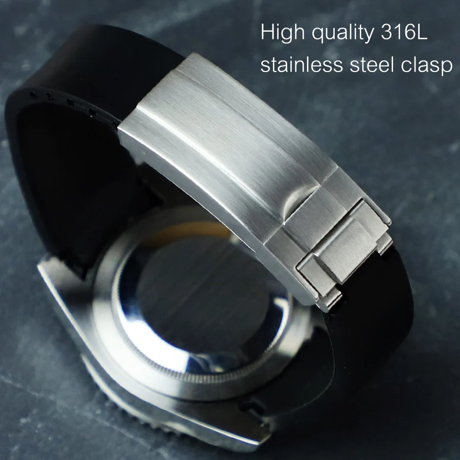 20mm Curved End Rubber Watch Band for Rolex Submariner GMT Master Yacht Master II Explorer Milgauss Daytona Daydate Watch Strap