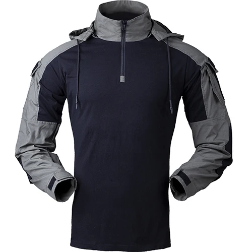 Gray Green TACVASEN камуфляжные тактические футболки мужские хлопковые с длинным рукавом с капюшоном армейские футболки страйкбол спецназ военная одежда - Цвет: Gray Green