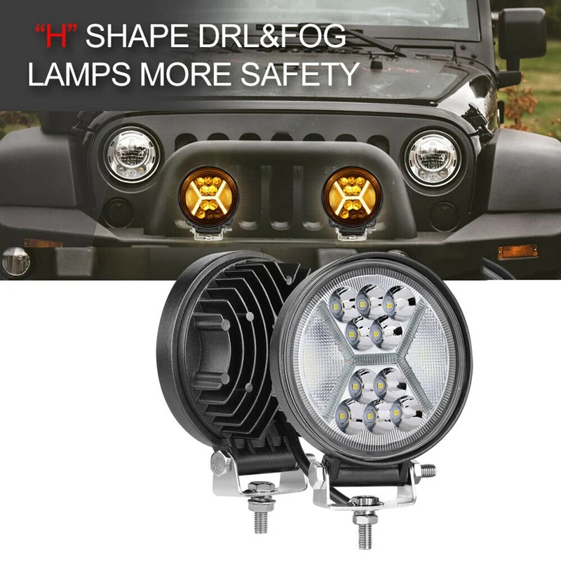 

2X 5Inch Round LED Driving Lights Bar Flood Work Pods Bumper Off Road 4WD