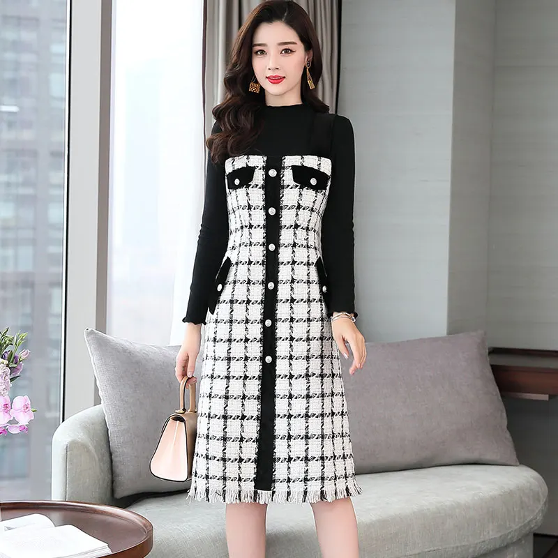 Новинка 2019 года сезон осень зима женское Повседневное платье комбинация в