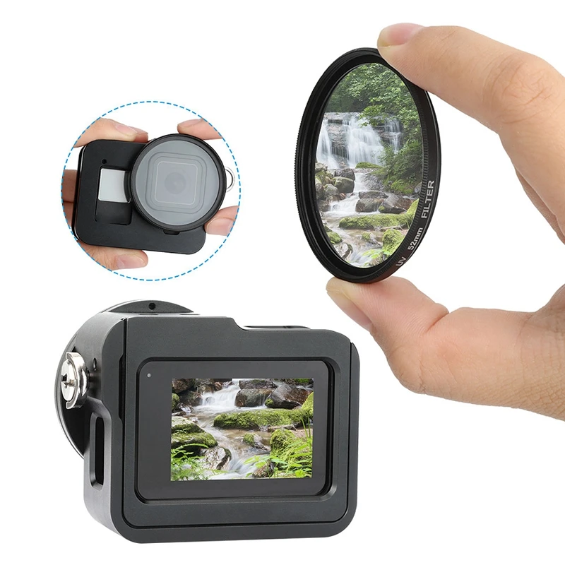 Для GOPRO HERO 8 черная рама из алюминиевого сплава клетка для собак с 52mmUV фильтром |