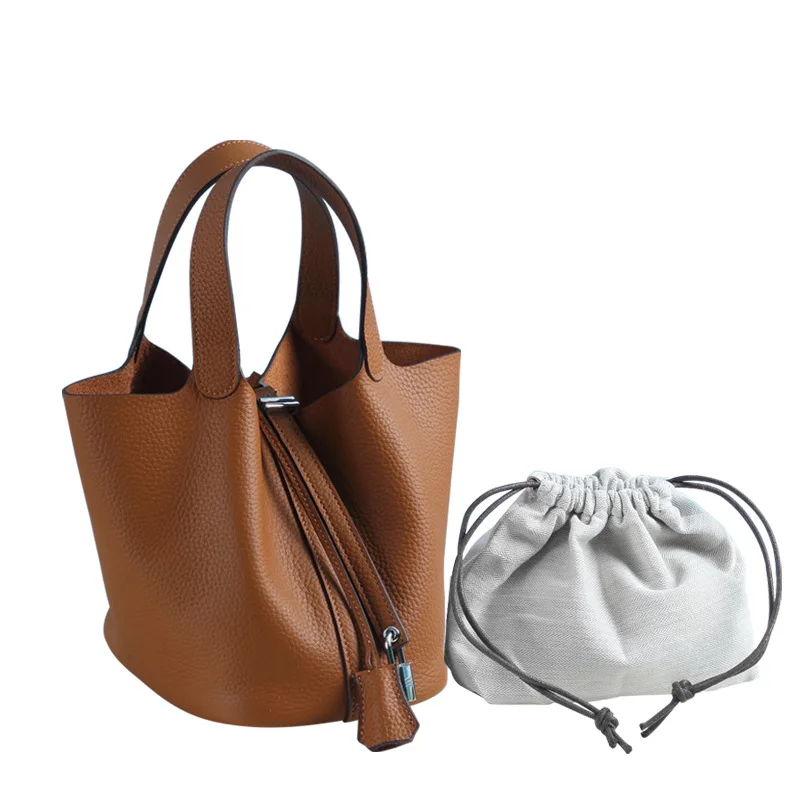

Cow Leather Tote Bag for Women Genuine Leather Ladies Bucket Vintage Handbag Luxury Designer Bag Womens Leather Handbags Sac