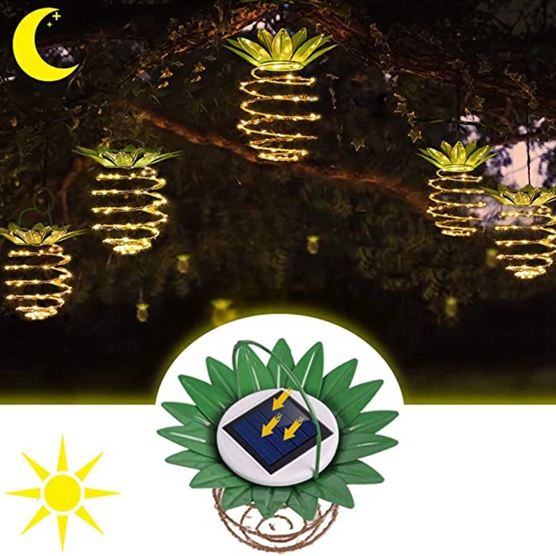 

2Pcs Solar Light,60 LED Bright Outdoor Decorative Landscape Solar Lantern Waterproof Hanging Pineapple Lights for Garden