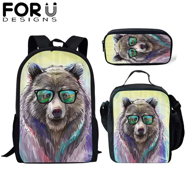 FORUDESIGNS/комплект из 3 предметов; школьные сумки с изображением волка для детей; школьные рюкзаки для девочек; рюкзак на плечо для мальчиков; детская сумка для книг; рюкзак - Цвет: CDFB0088CGK