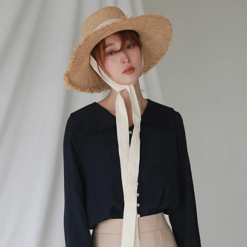 Шляпа с широкими полями для девочек УФ шляпа от солнца большими летняя пляжная