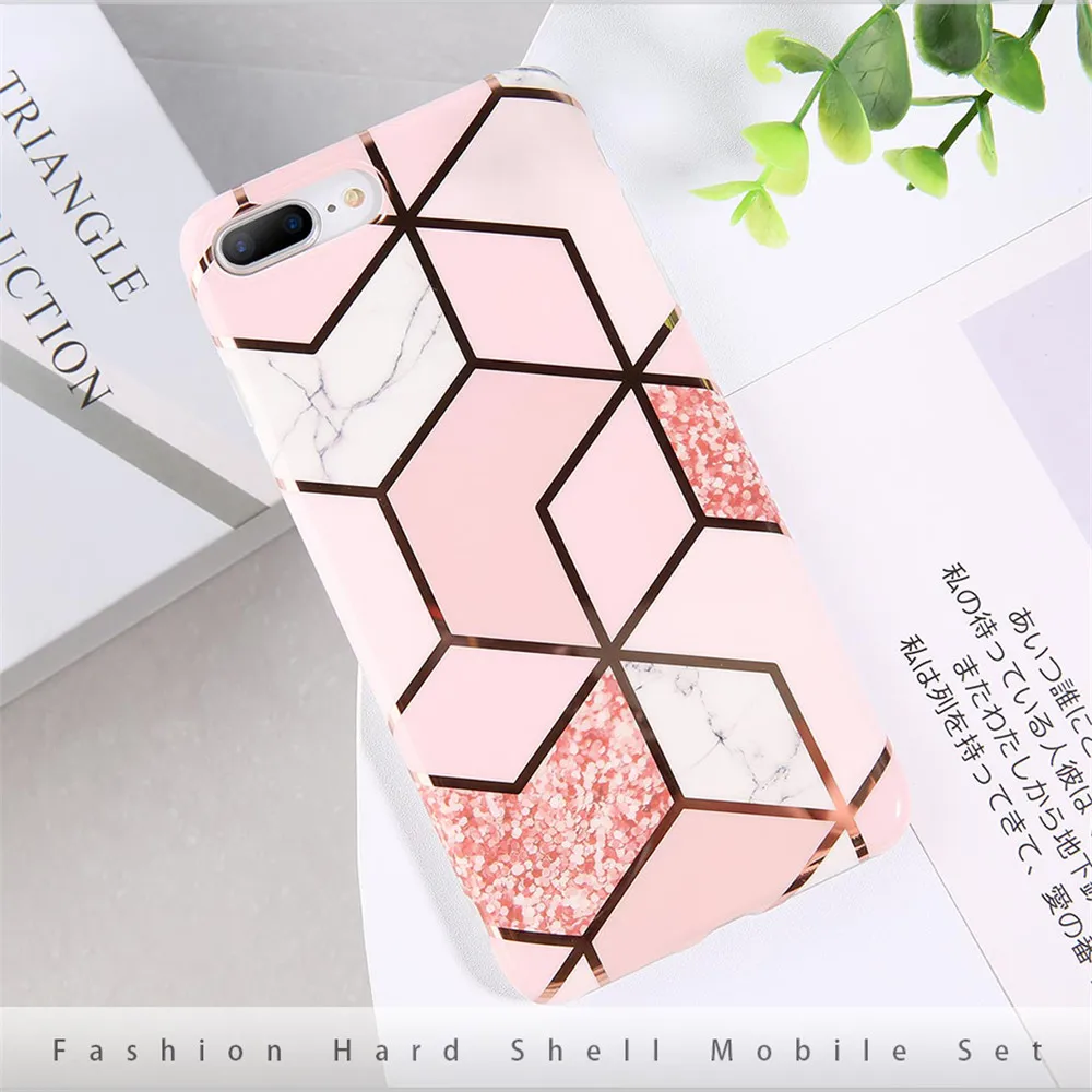 Чехлы для телефонов Lovebay с геометрическим мрамором и текстурой для iPhone 11 Pro XR XS Max 7 8 Plus X Мягкая IMD чистая Гальваническая задняя крышка в подарок