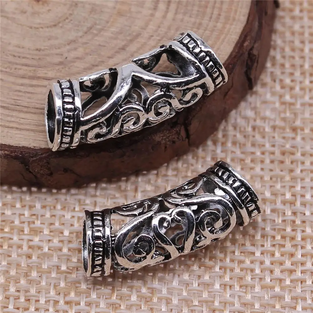 

Handmade Pendants For Jewelry Accessories 10pcs Hollow Hair Braid Dreadlock 25x10mm Antique Silver Plated