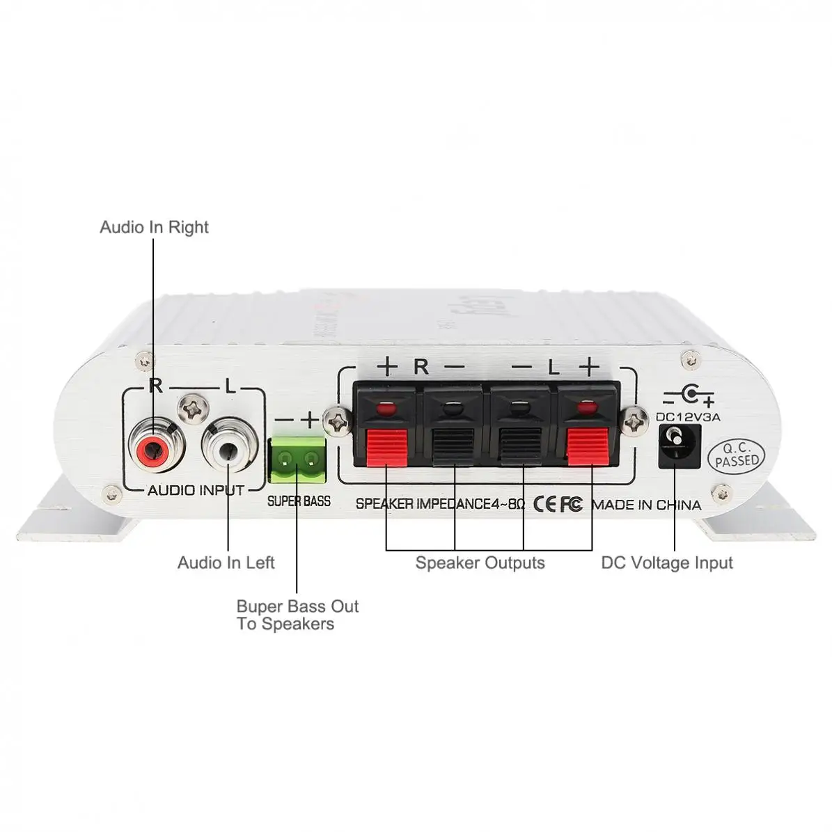 Портативный автомобильный усилитель басов lepy 12 В 2 канала мини Hi-Fi бустер радио MP3