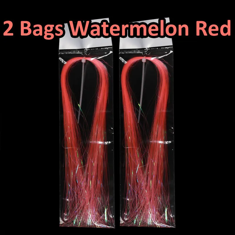 2 bag watermelon red Bimoo 2 упаковки УФ лед крыло мухобойка Flashabou трубка Щука мухобойка материалы приманка джиг DIY вспышки - Цвет: 2 bag watermelon red