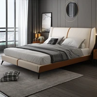 reap north italy imported full grain leather soft furniture master bedroom leather bed modern minimalist bed