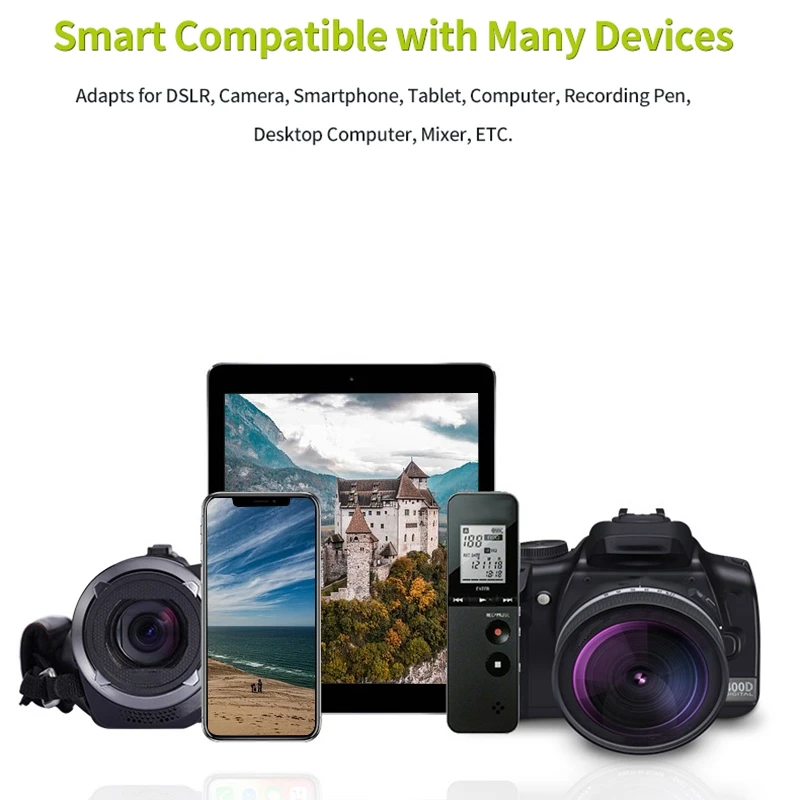 

CAM50 Plus Video Condenser Microphone Professional Recording Camera Interview Mini Mic for Smartphone Live Broadcast