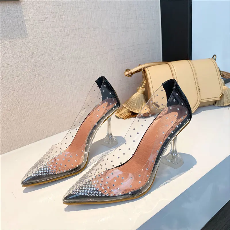 Новая чистая поливинилхлоридная прозрачная женские туфли лодочки из