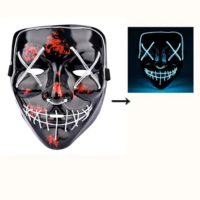 ice green led mask Неоновая светодиодный тушь для ресниц на Хэллоуин, светится в темноте, страшная маска с черепом, Вечерние Маски для костюмированной вечеринки - Цвет: ice green led mask