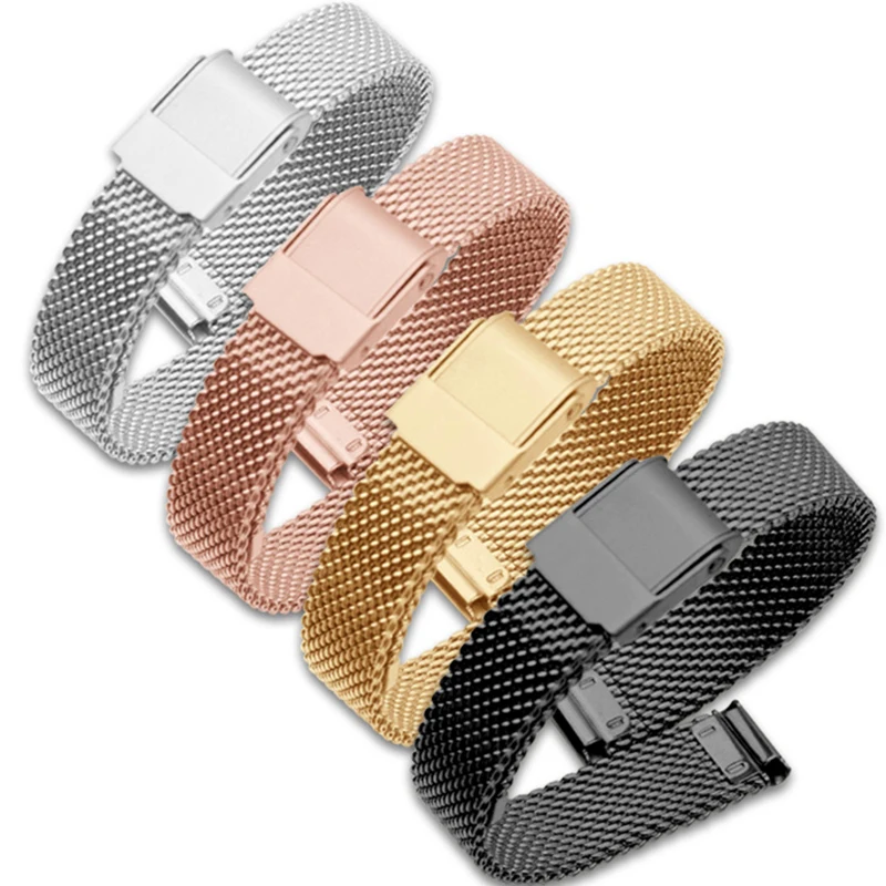 Сетчатый ремешок для часов из нержавеющей стали мужчин и женщин 14/16/18/20 мм|Ремешки