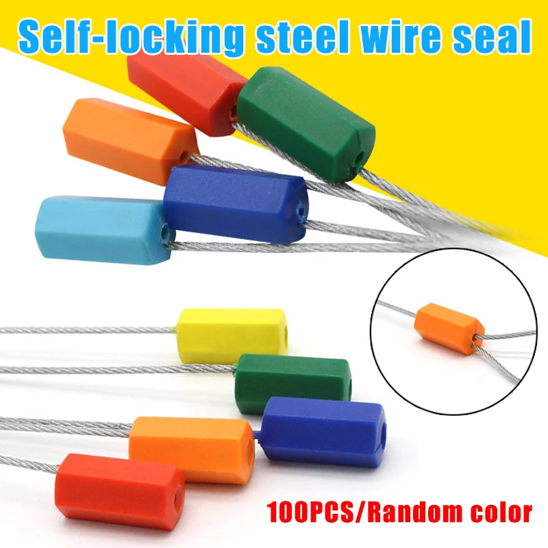 

100pcs Self-Locking Steel Wire Seals Steel Security Cable Wire Seals Disposable C44