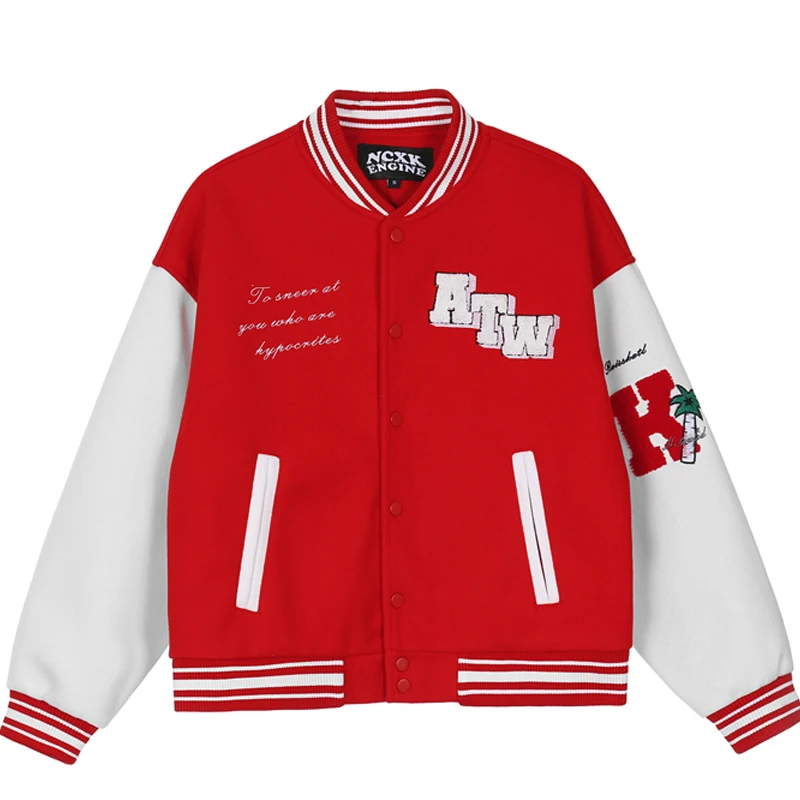 

Мужская зимняя куртка-бомбер с надписью и вышивкой