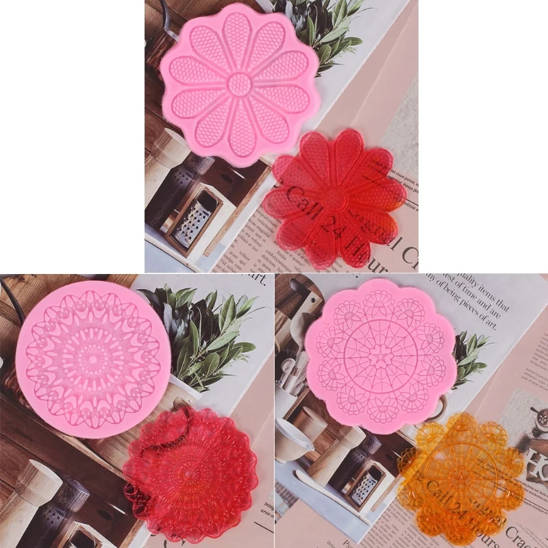 

3 Styles Lace Flower Resin Casting Molds Embossing Lace Fondant Moulds Tools 83XF