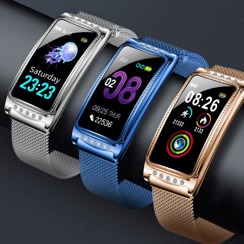 2020 fashion F28 smart watch for Android IOS heart rate measurement sphygmomanometer ladies bracelet waterproof fitness pedomete |