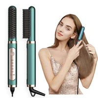 hair straightener and curler brush 2 in 1 hair straightening curling iron styling comb hot comb anti scald 5 temperature for wom