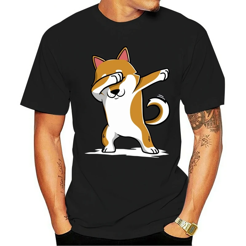Забавная Мужская футболка Dabbing Shiba Inu Terrier милая с собакой Love Akita хип-хоп рок DJ