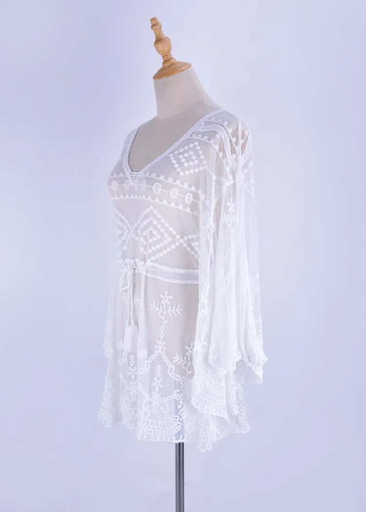 

Lace Beach Pareo Beachwear Swim suit Cover up Playa Pareo Tunics for Beach Tunic Swimwear Women Lace Beach Dress