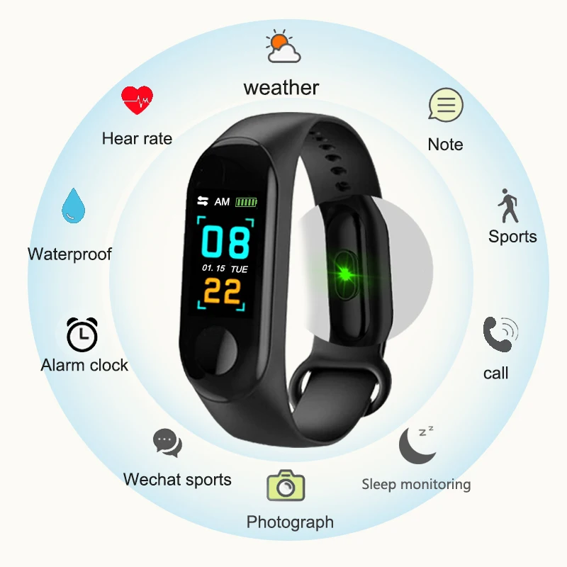 Спортивный умный Браслет M3 монитор кровяного давления водонепроницаемые умные