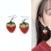 2021 new fruit strawberry earring female lovely girl simulation red strawberry dangle earring for women fine jewelry accessories