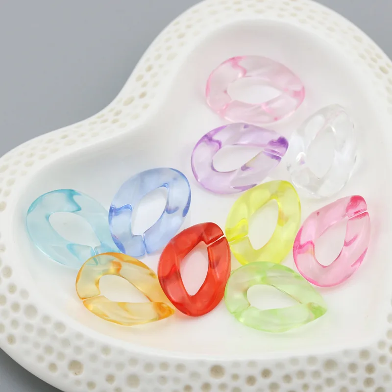 Оптовая продажа разноцветные акриловые витые цепочки 23 мм * 17 бусины в сборе