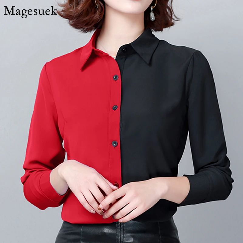Блузы размера плюс женские рубашки 2021 осень отложной воротник повседневные