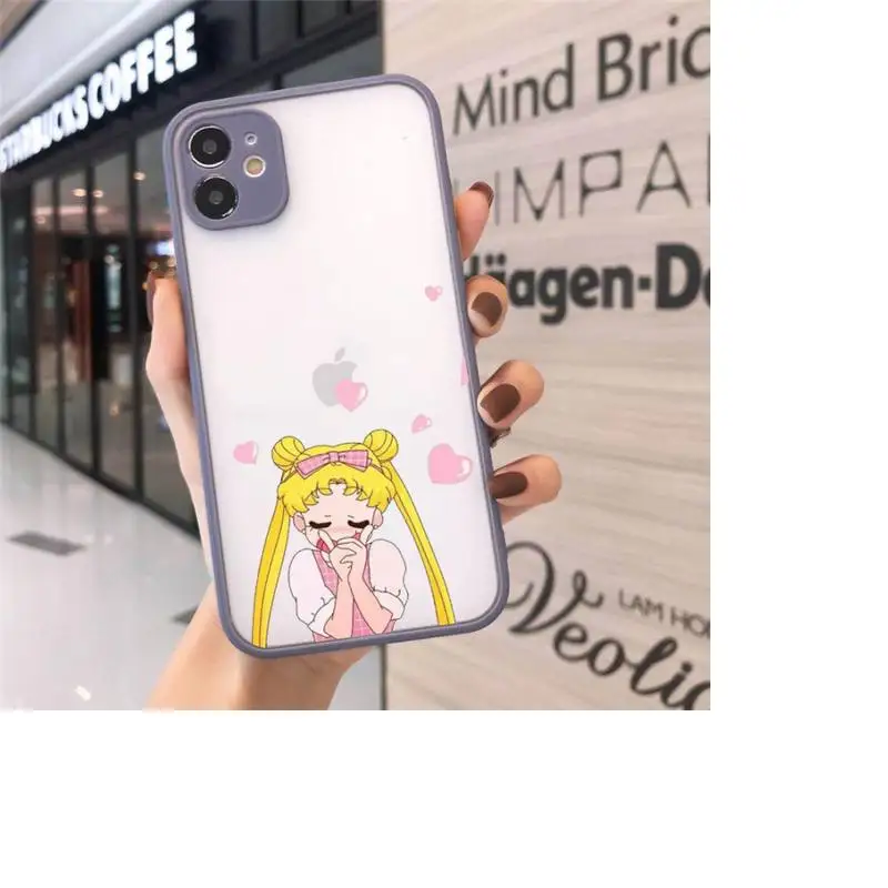 

Japan Anime Sailor Moon Princess Phone Case For iPhone 12 11 Mini Pro XR XS Max 7 8 Plus X Matte transparent Gray Back Cover