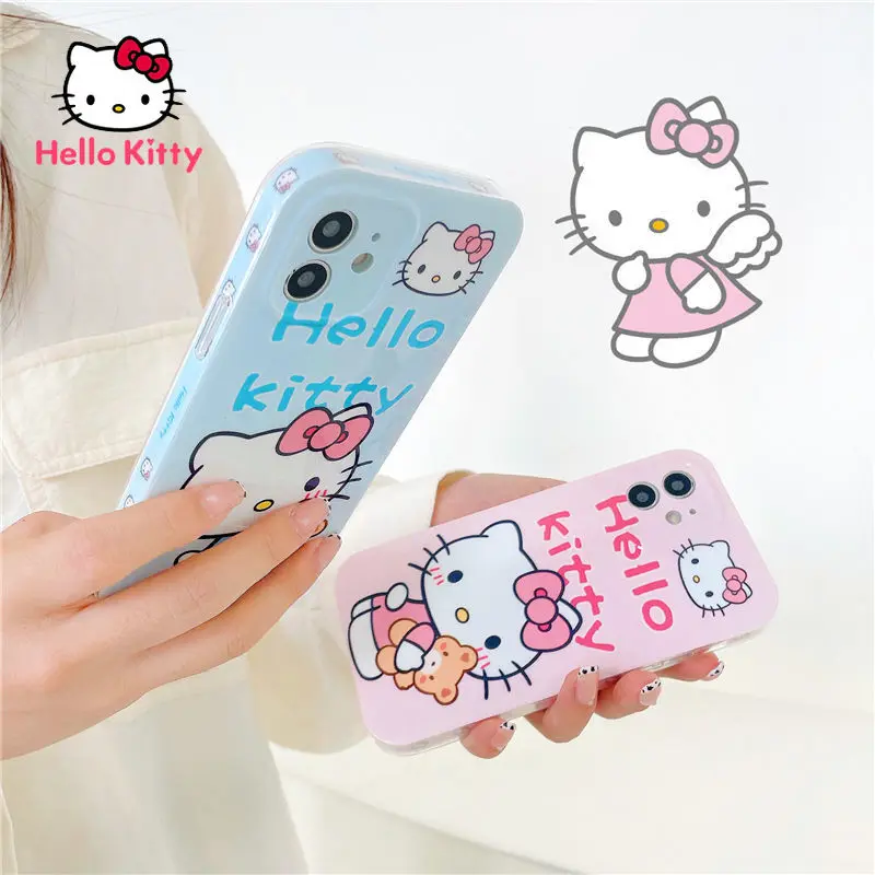 

Hello Kitty Small Fresh Silicone Soft Phone Case for iPhone12 12Pro 12Promax 11 Pro 11Promax Mini X XS MAX XR 7 8 Plus Cover