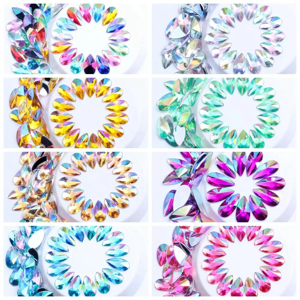 Flatback Pointed Acrylic Rhinestone Strass DIY Craft Art Decoration 9x18mm 20pcs Drop Shape High Shine Nail Decorations | Красота и