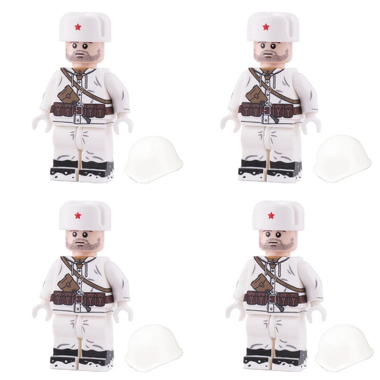 S3-4PCS WW2 военная армия солдат фигурки строительные блоки Minifigs армейский солдатский шлем оружие шарф аксессуары Кирпичи игрушки для детей - Цвет: S3-4PCS
