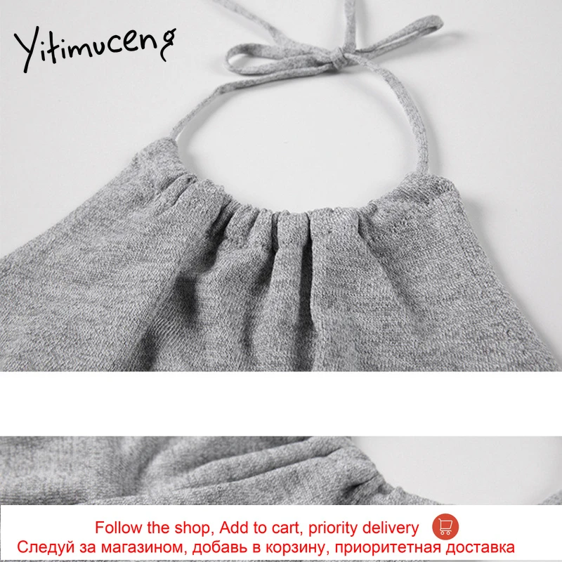 

Yitimuceng Crop Tops Women Backless Strapless Sexy Cami Korean Fashion Spaghetti Strap Tank Top Clothes 2021 Summer New Knitted
