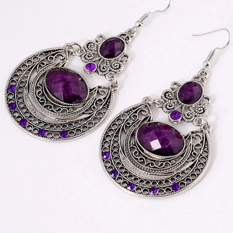 1 Пара Ретро богемные серьги женские полые подвески инкрустированные крючками