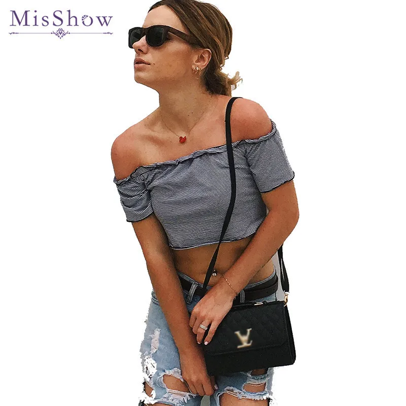 Короткий рукав сексуальный женский уличная тонкая Наплечная кроп топ Женская