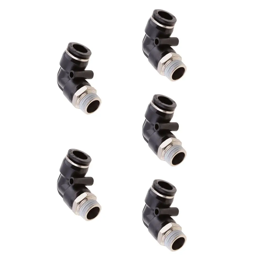 

5pcs Male Thread Elbow Connector Quick Coupler Push In Fitting
